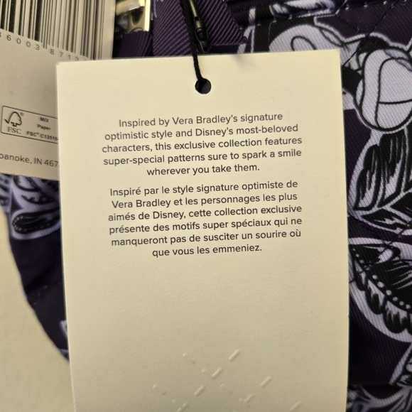 Vera Bradley Disney Mickey Minnie Flirty Floral Tonal Triple Zip Shoulder Bag - Picture 11 of 13